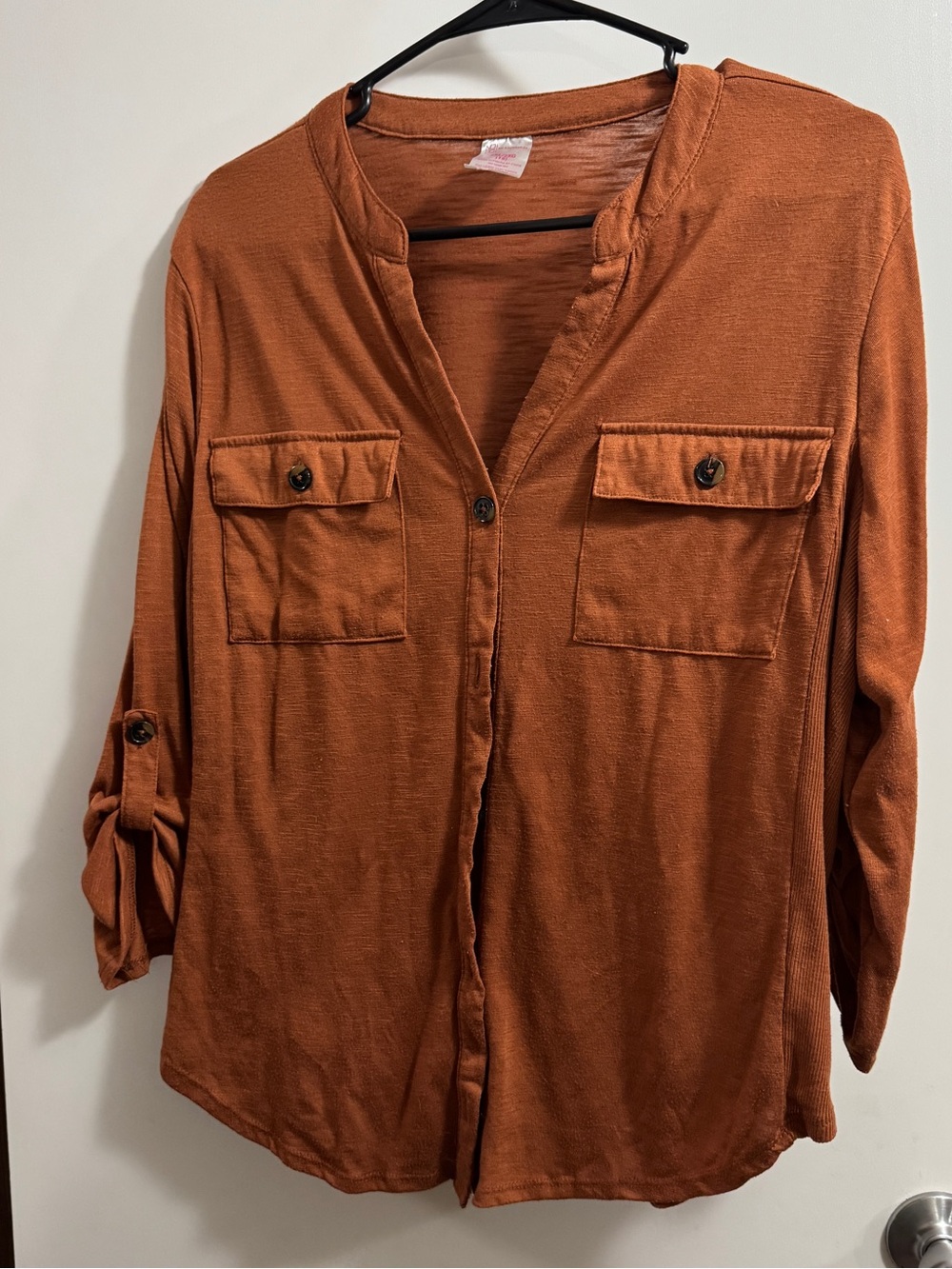 No Boundaries Rust Brown Button Shirt